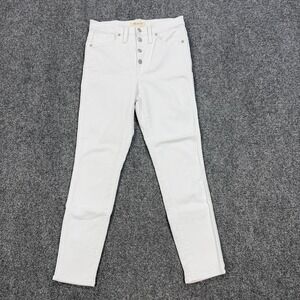 Madewell Jeans Womens 28 White Mid Rise Skinny Crop Button Fly Stretch Denim
